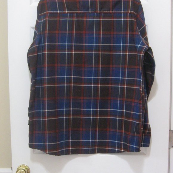 Swiss Tech Mens Plaid Shirt sz L (42-44) Rust Brown Dark Blue - Picture 5 of 10